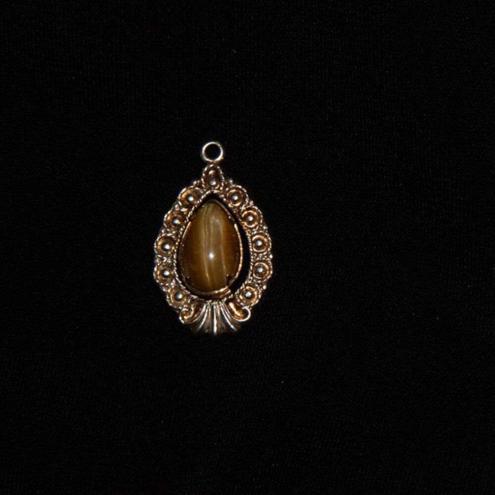 Vintage 12K Gold Filled Tiger Eye Pendant/Charm